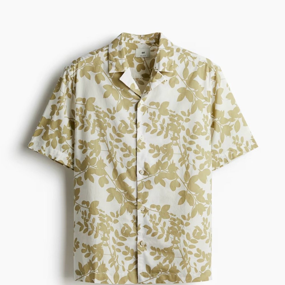Floral Beige Short Sleeve Shirt